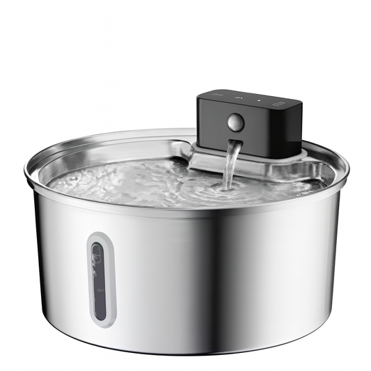 3,2L Kabelloser Sensor-Trinkbrunnen aus Edelstahl für Katzen & Hunde – Leiser Betrieb mit Wasserstandanzeige, ganz ohne Stecker